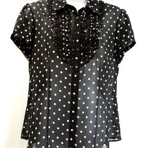 Style & Co Women's Polka Dots Sheer Top Blouse Size 10P